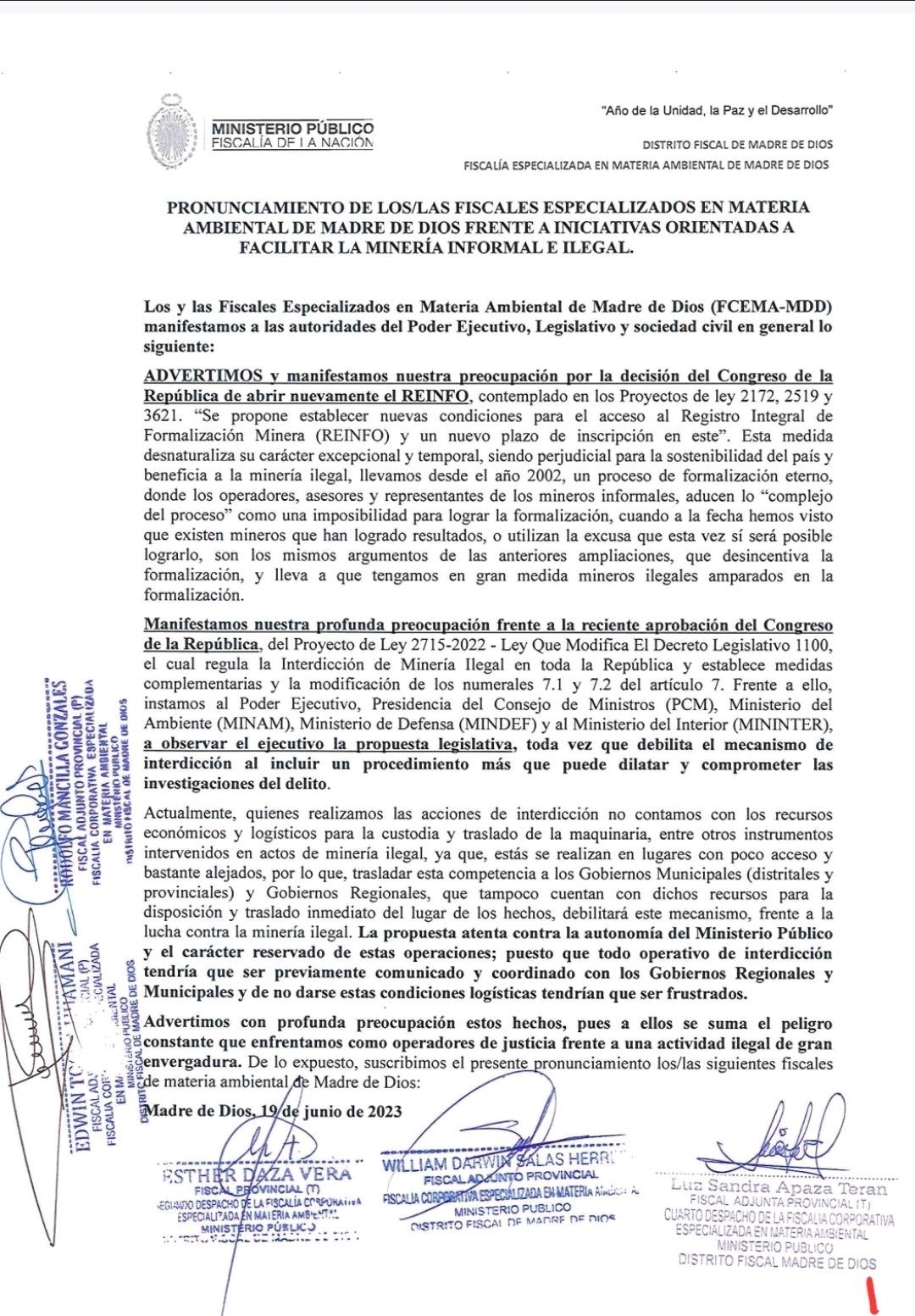 pronunciamiento fiscales